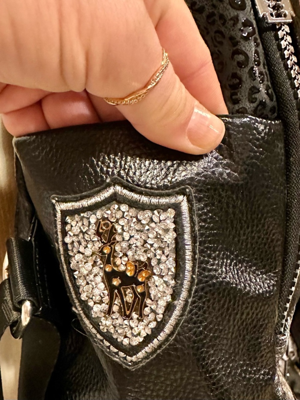 KAISHILAN Rhinestone & Crystal Embellished Backpack Bag - Picture 3 of 7